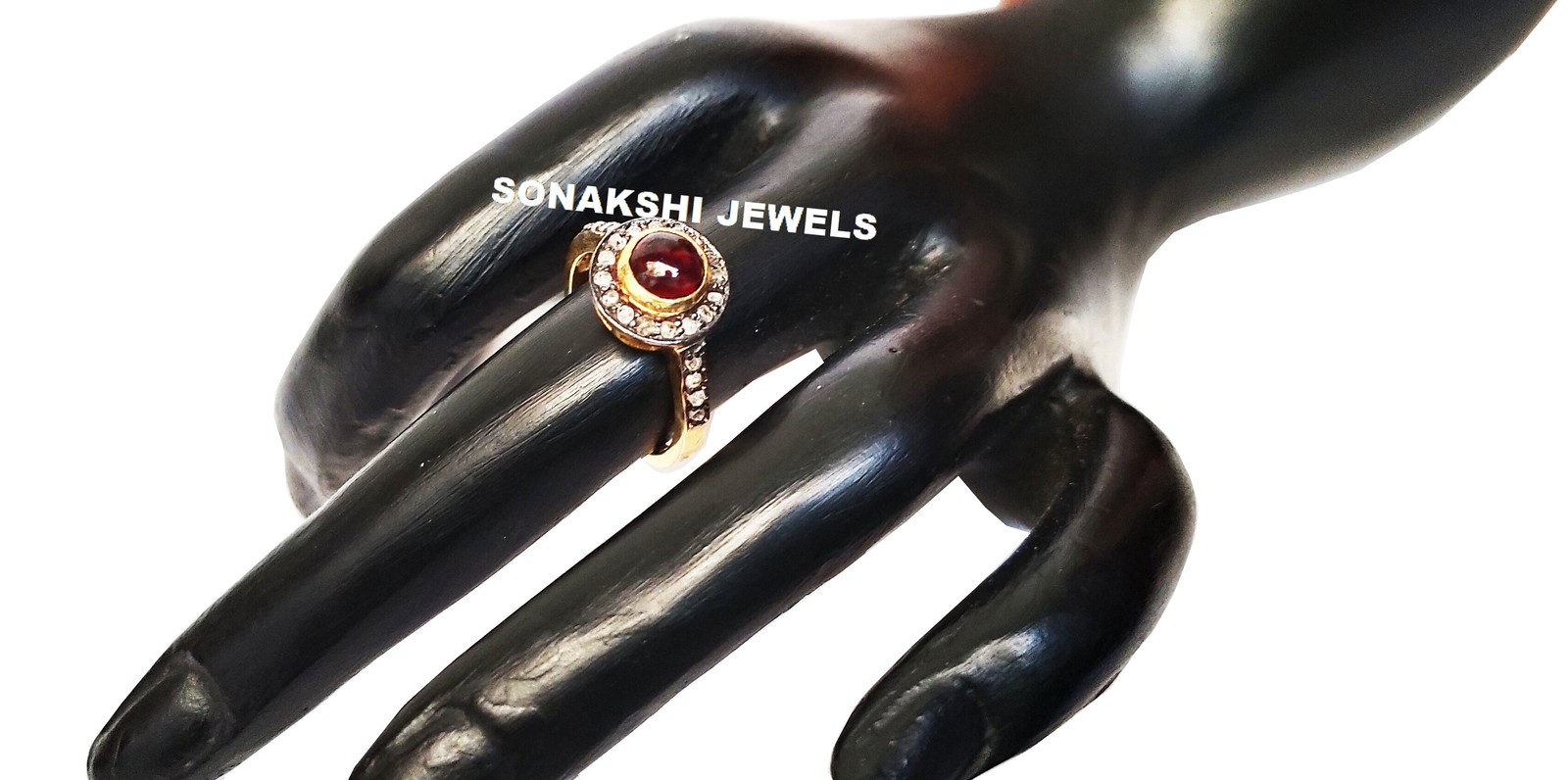 Vintage Ruby Diamond Ring: 925 Sterling Silver Handmade Design Ring
