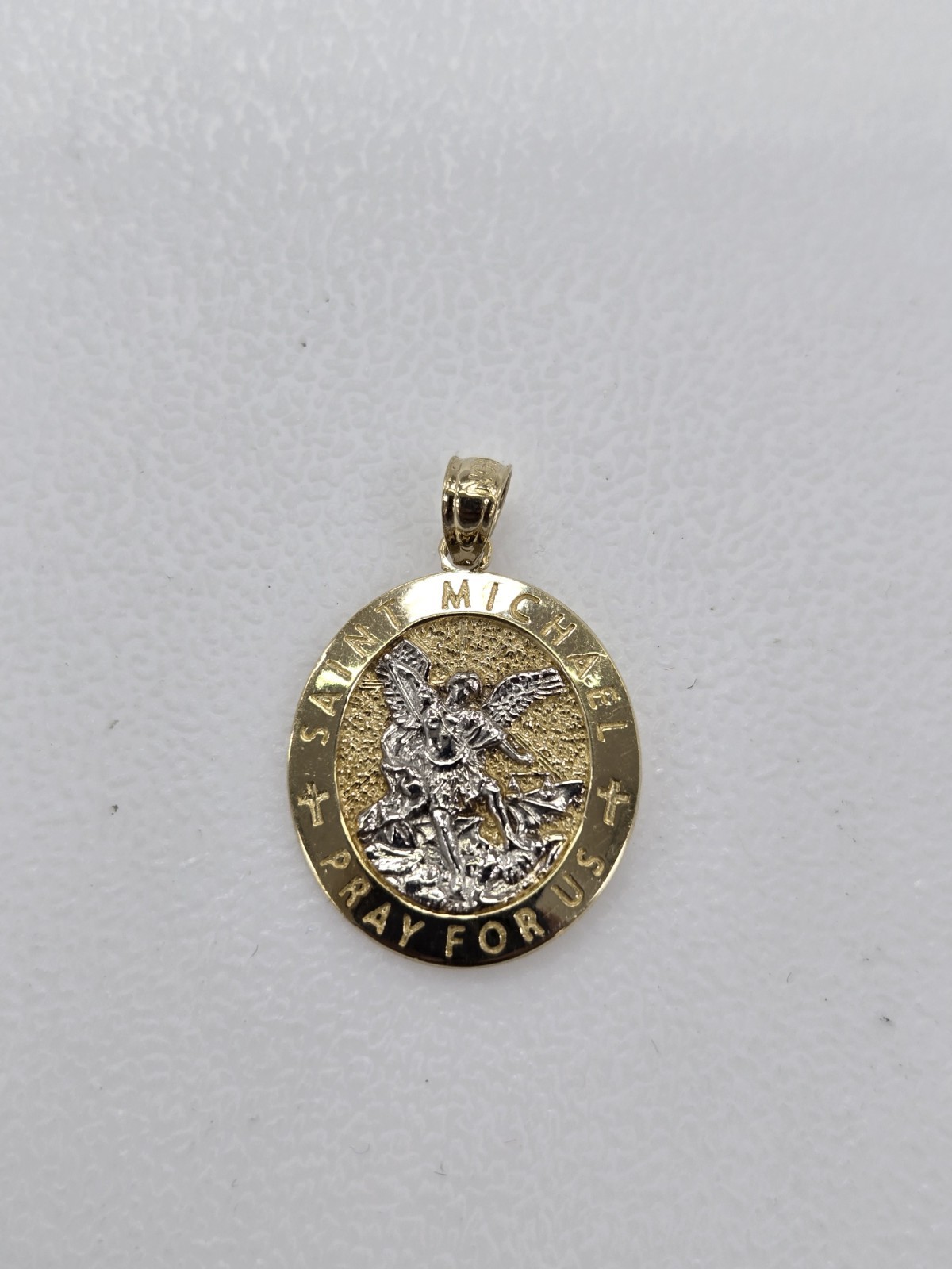 10kt Saint Michael Gold Pendant Real Gold Bail fit Up To 2mm Brand New