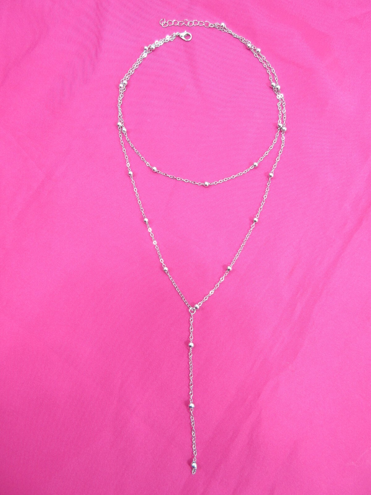 Dainty Lariat Necklace Choker Beaded Station Layered Y Drop Tassel Chain Sparkle