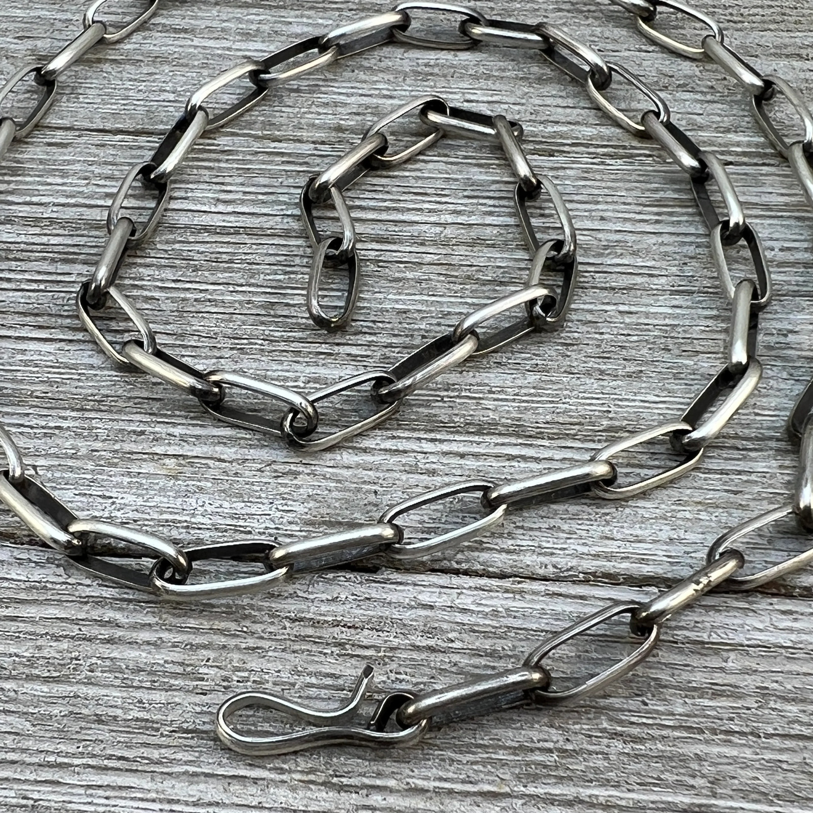 24″ Sterling Silver Navajo Handmade Paper Clip Link Chain necklace Sally Shirley