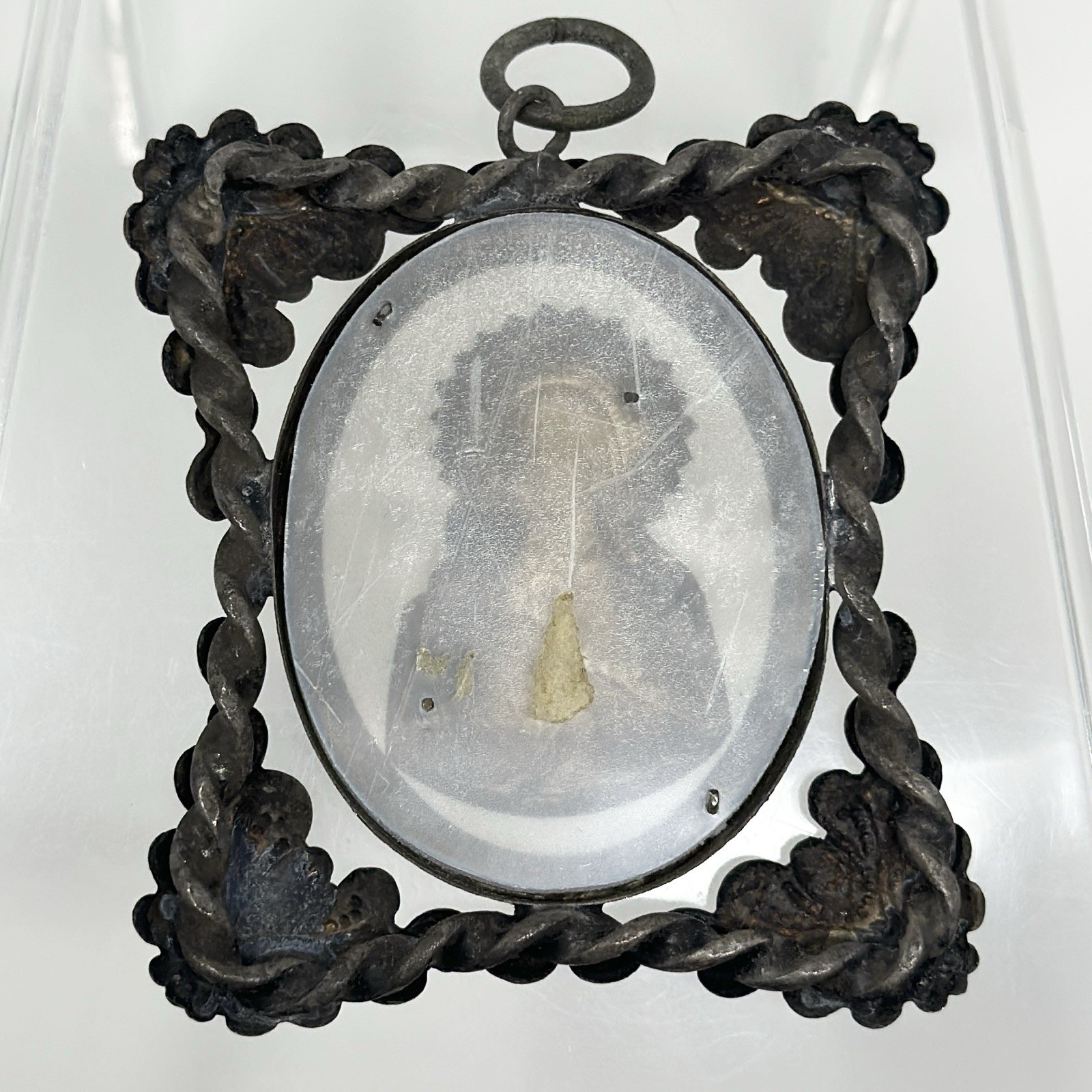 Vintage Silver Tone Catholic Religious Virgin Mary Holding Infant Jesus Pendant
