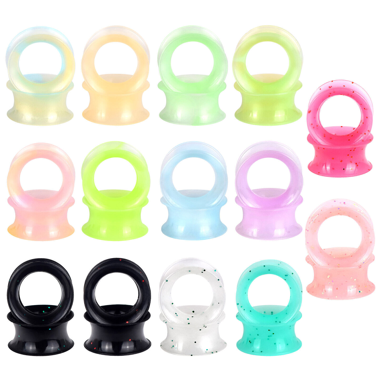 10pcs Wholesale Ear Plugs Double Flared Tunnels Mix Style Expander Gauge 2g-3/4″