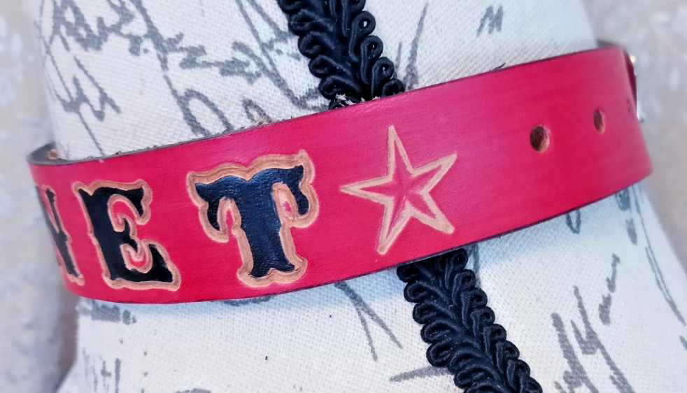 Vintage Red & Black Leather Gothic Thick Wide Garnet Cosplay Choker Collar 12″