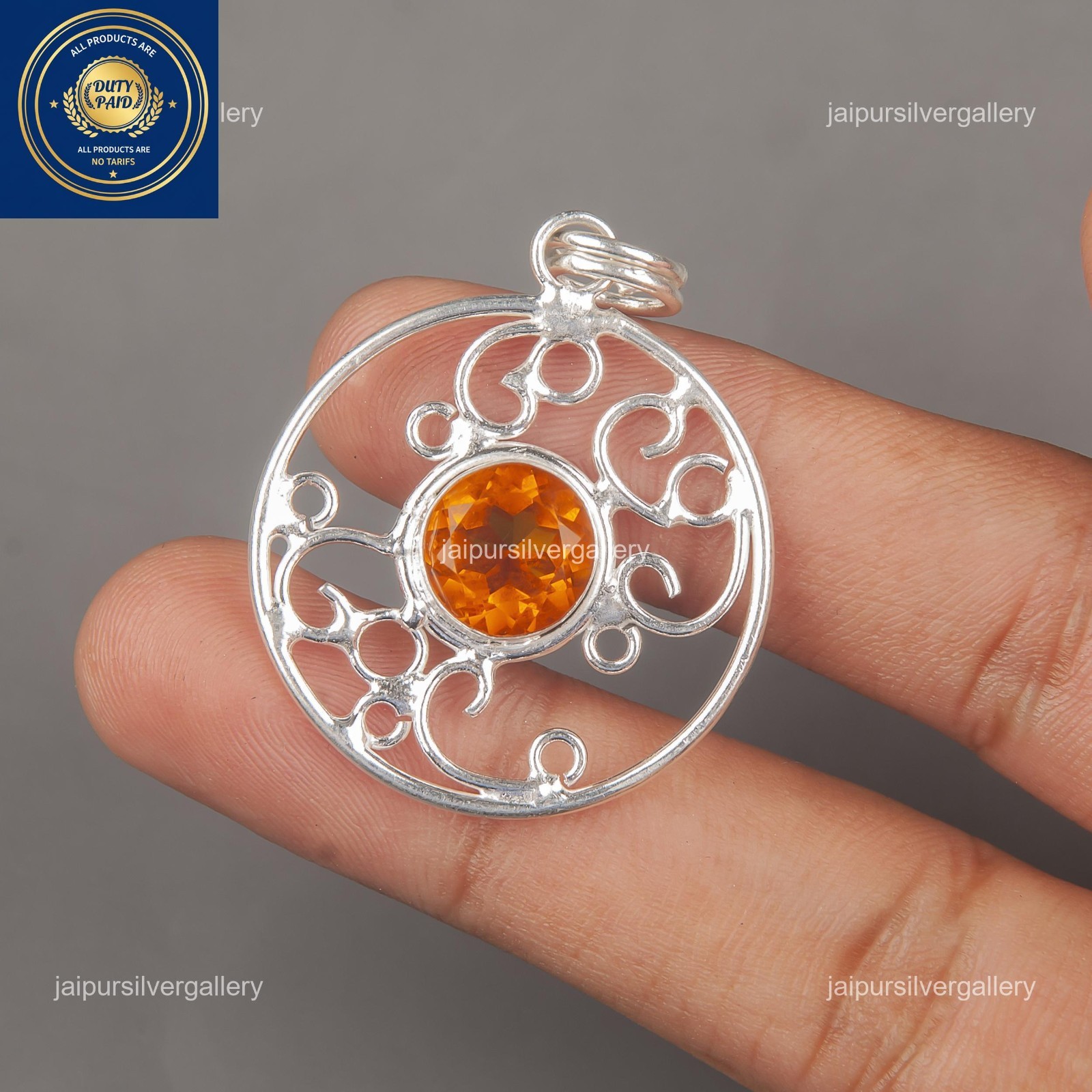 Citrine Gemstone Jewelry 925 Silver Handmade Unique Pendant 1.45″ For Girlfriend