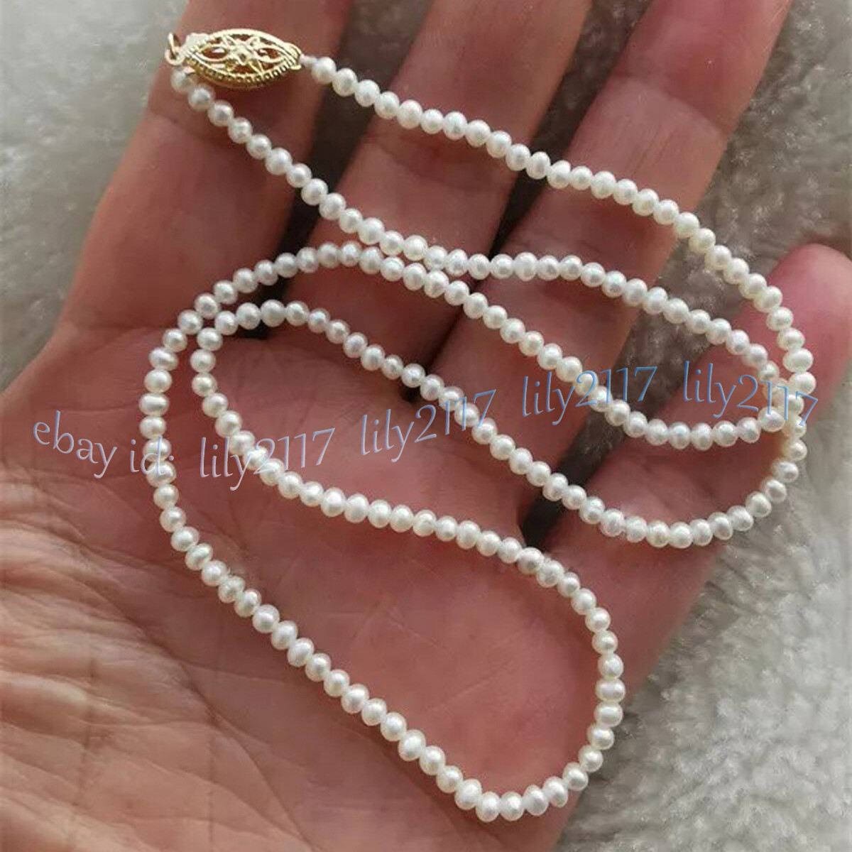 Mini AAA 2-3mm Real Natural White Akoya Pearl Necklace 14-25” 14k Gold Clasp