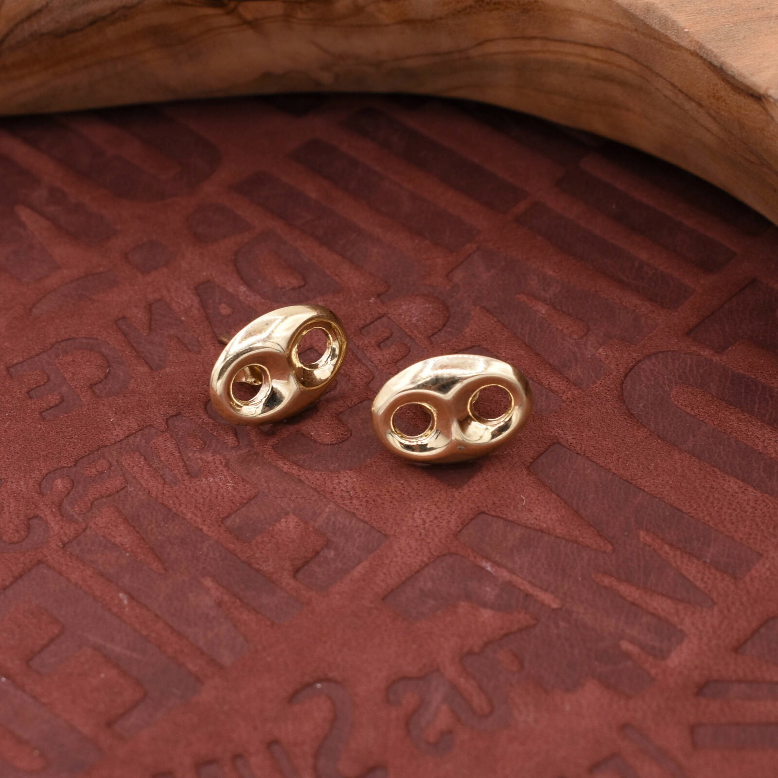 1/2″ Puffed Mariner Stud Earrings Real Solid 10K Yellow Gold