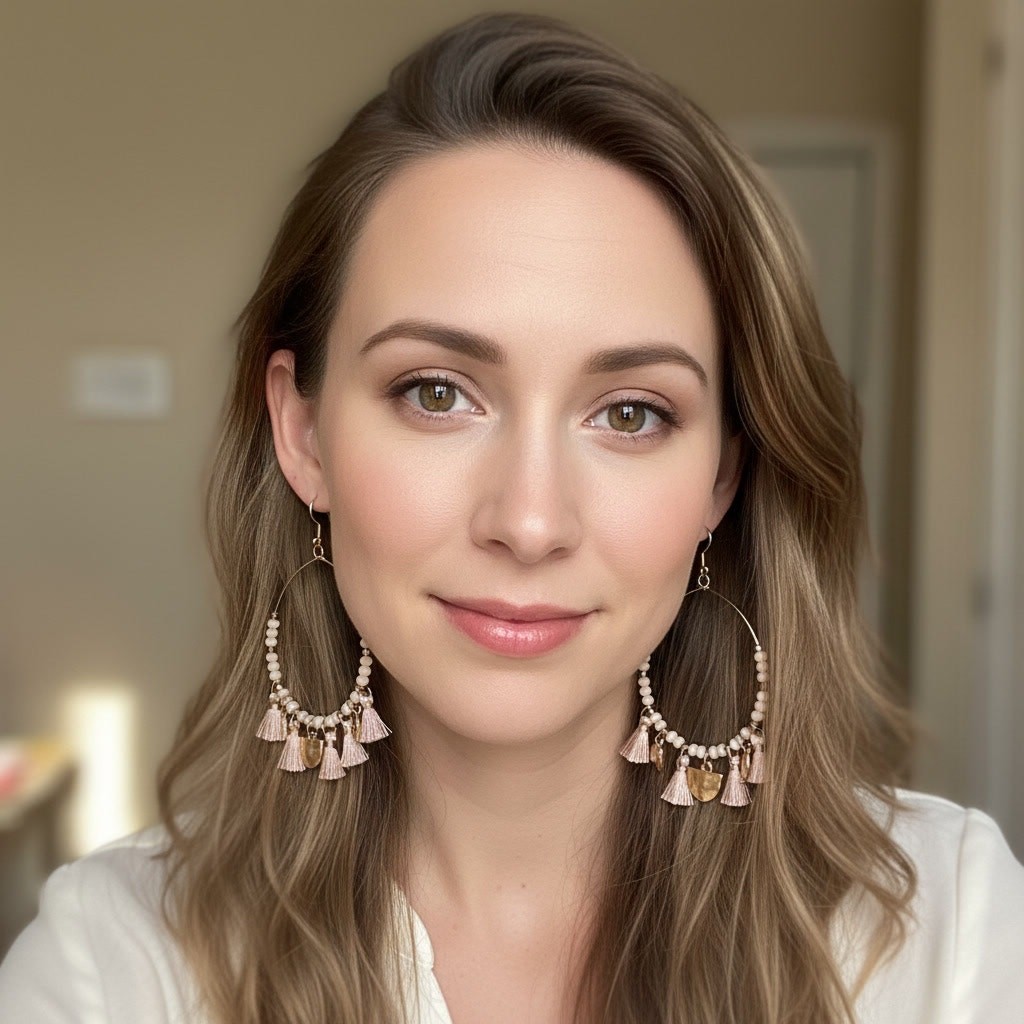 1420 – Treasure Western Boho Earrings – Beads and Tassels – NWT