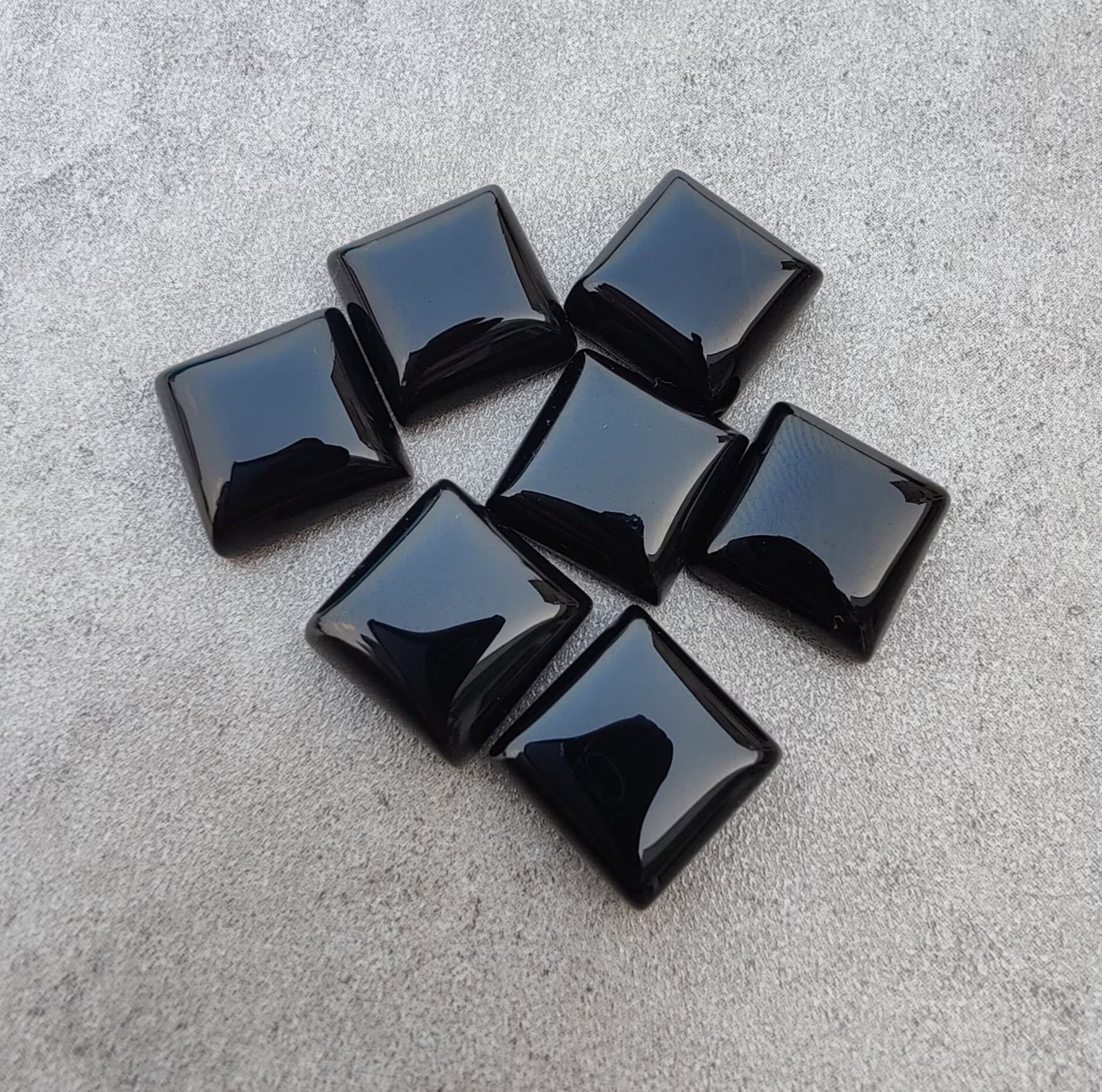 Natural Black Onyx Square Cabochon Loose Gemstone For Jewelry Crafting