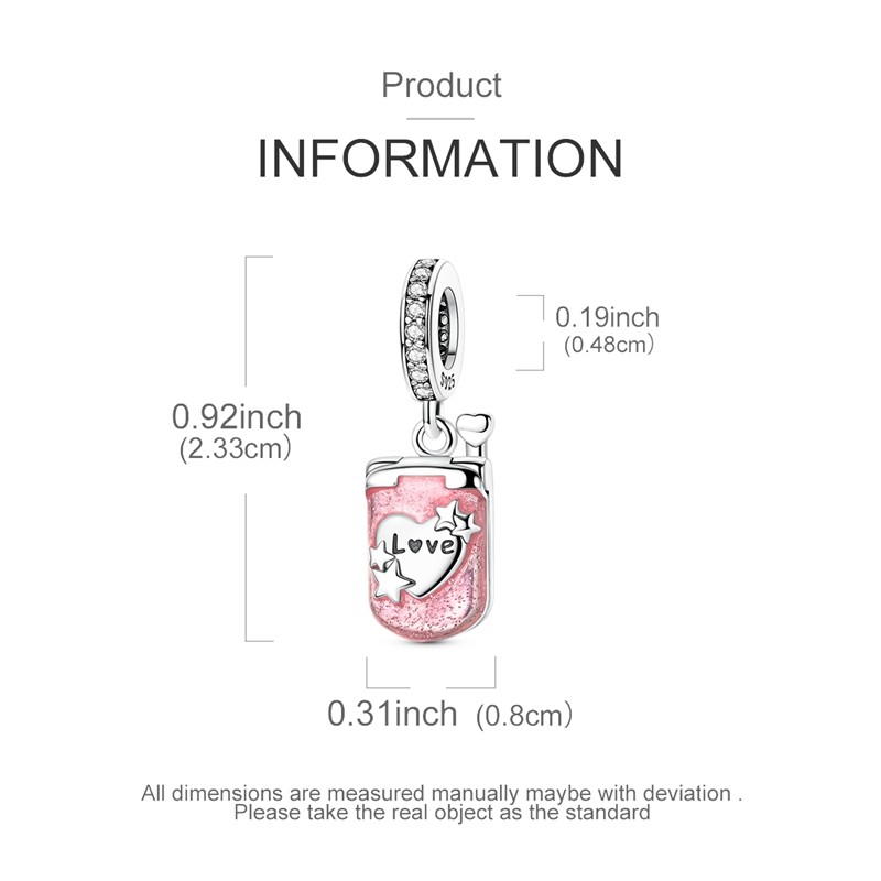 MULA 925 Sterling Silver DIY Charm CZ Flip Pink Phone Pendant for Women Bracelet