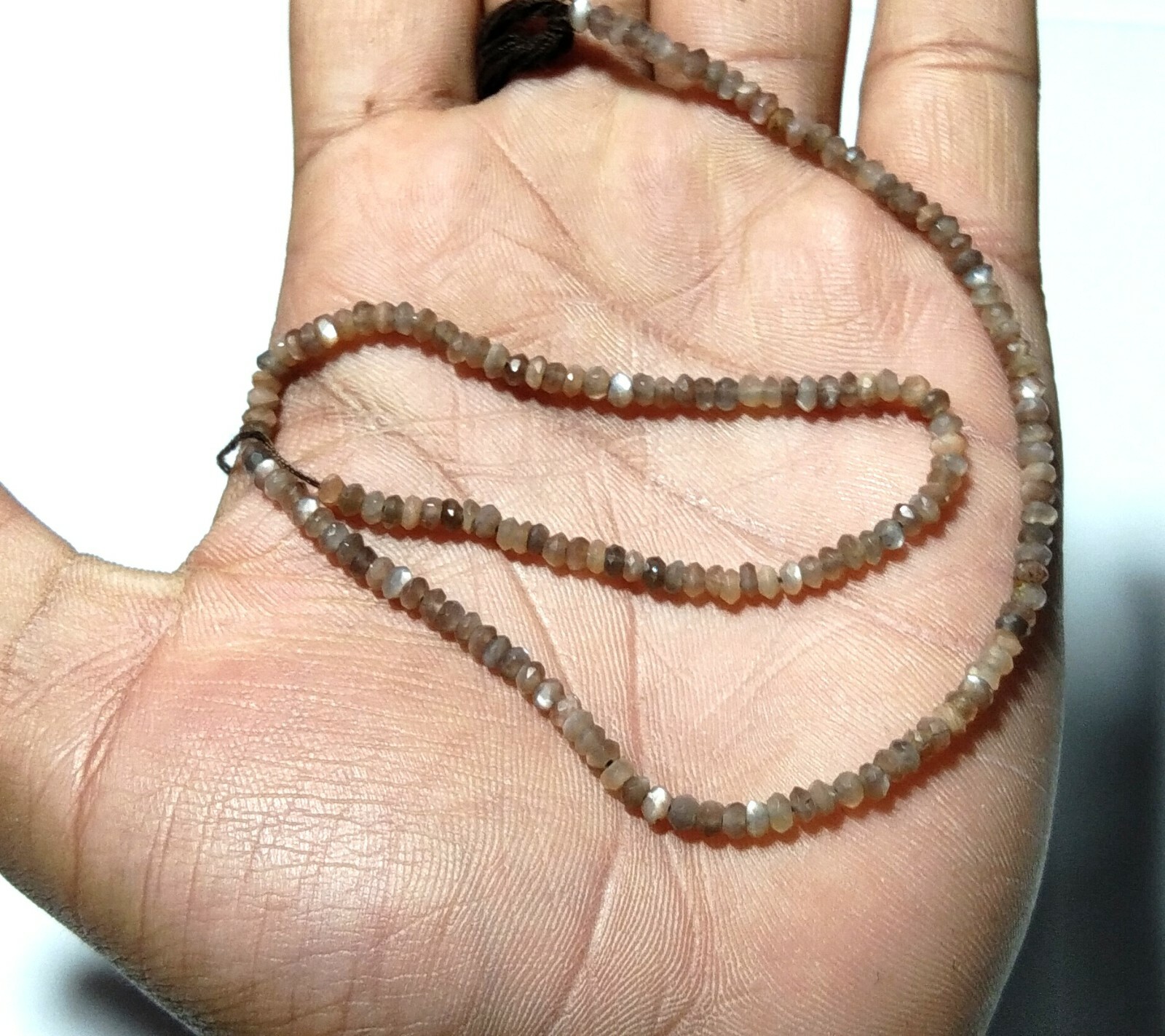 Chocolate Moonstone 3-3.5mm Rondelle Faceted Gemstone Beads 18″Inch 1 Strand