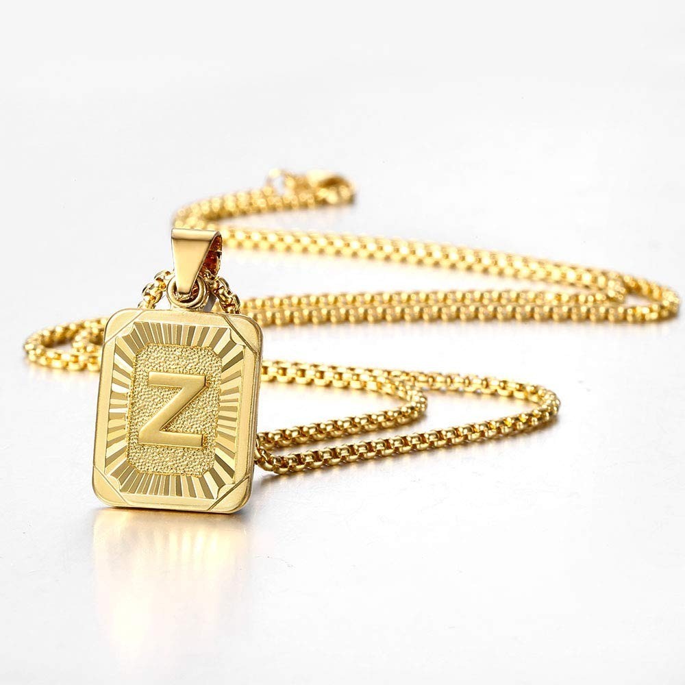 Trendsmax Initial R Pendant Necklace Gold Plated Stainless Steel 22inch