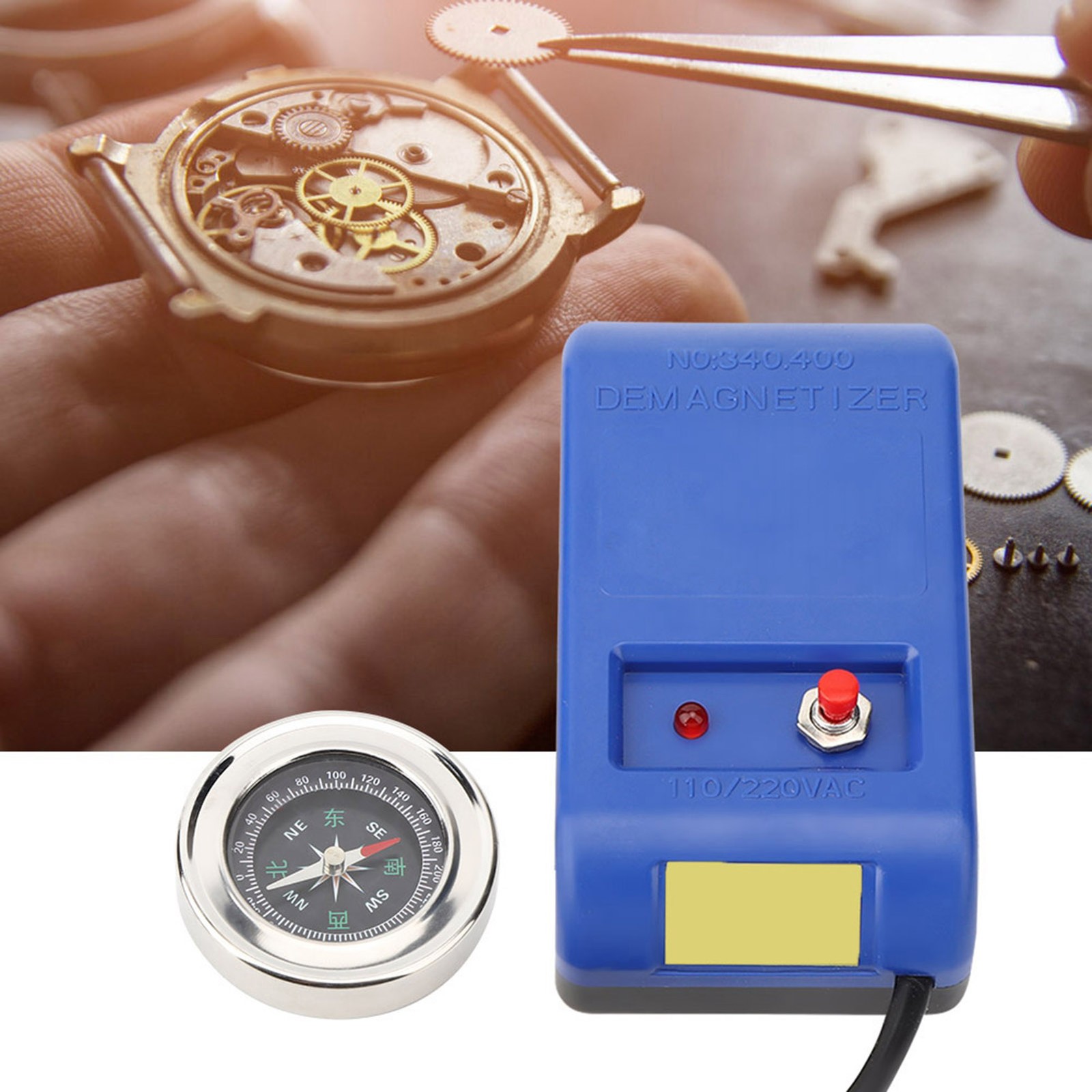 Electrical Demagnetizer Tools Compass Set For Watch Repair Degausser