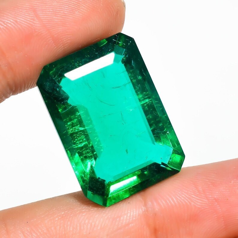 5-7 Ct Each Certified Green Muzo Emerald Emerald Cut Stunning Gemstone Pair