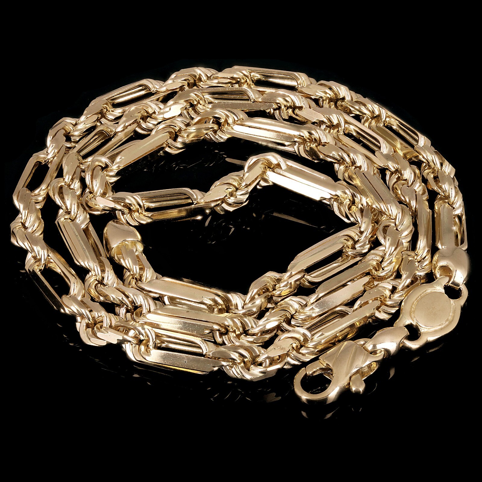 Italian 14k Yellow Gold Solid Milano Figaro Rope Chain Necklace 24″ 5mm 46g