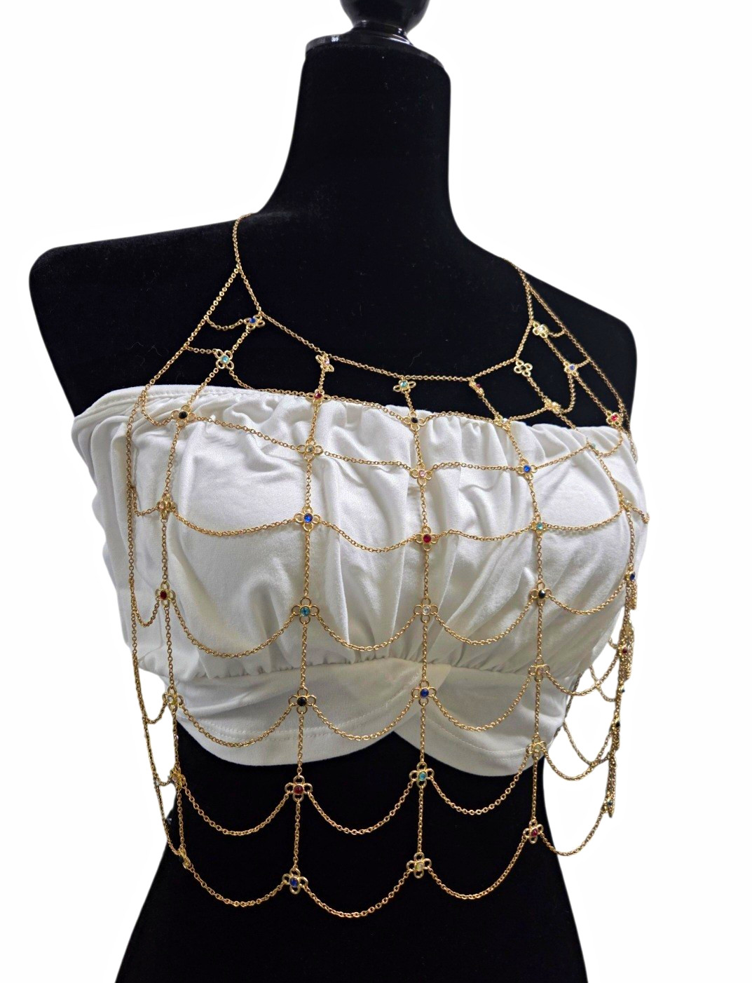 Women’s Gold Tone Body Chain & Waist Harness With Lobster & Magnetic Clasp