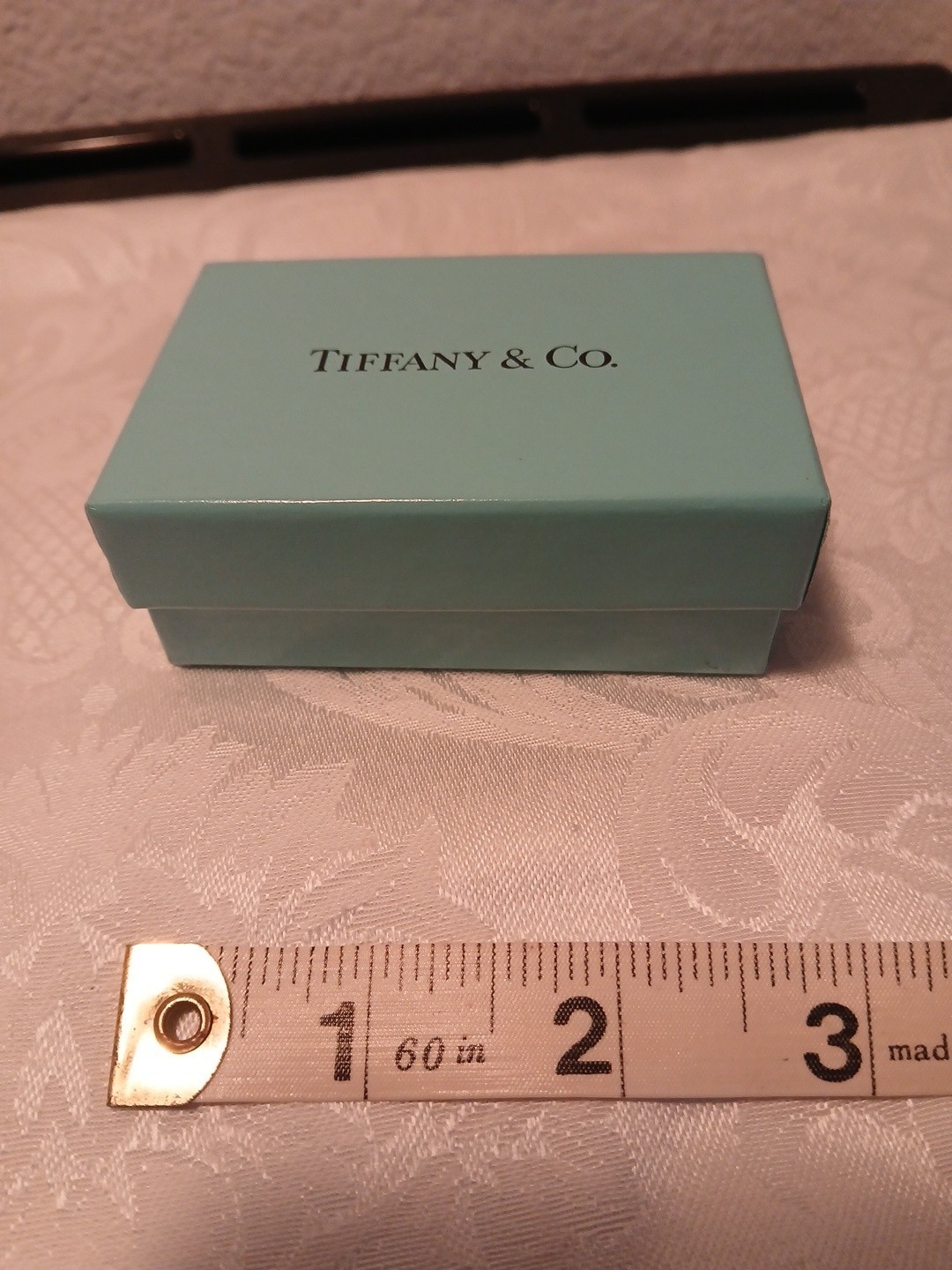 Empty Small Tiffany & Co Jewelry Gift Box, Teal Color, 3″ X 2″ X 1″