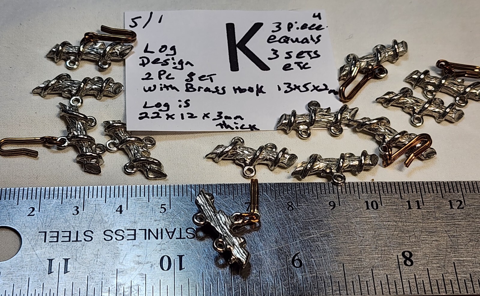 Vtg Quality Hook Clasp Jewelry Findings Repair Craft Necklace Brass Silver # 622