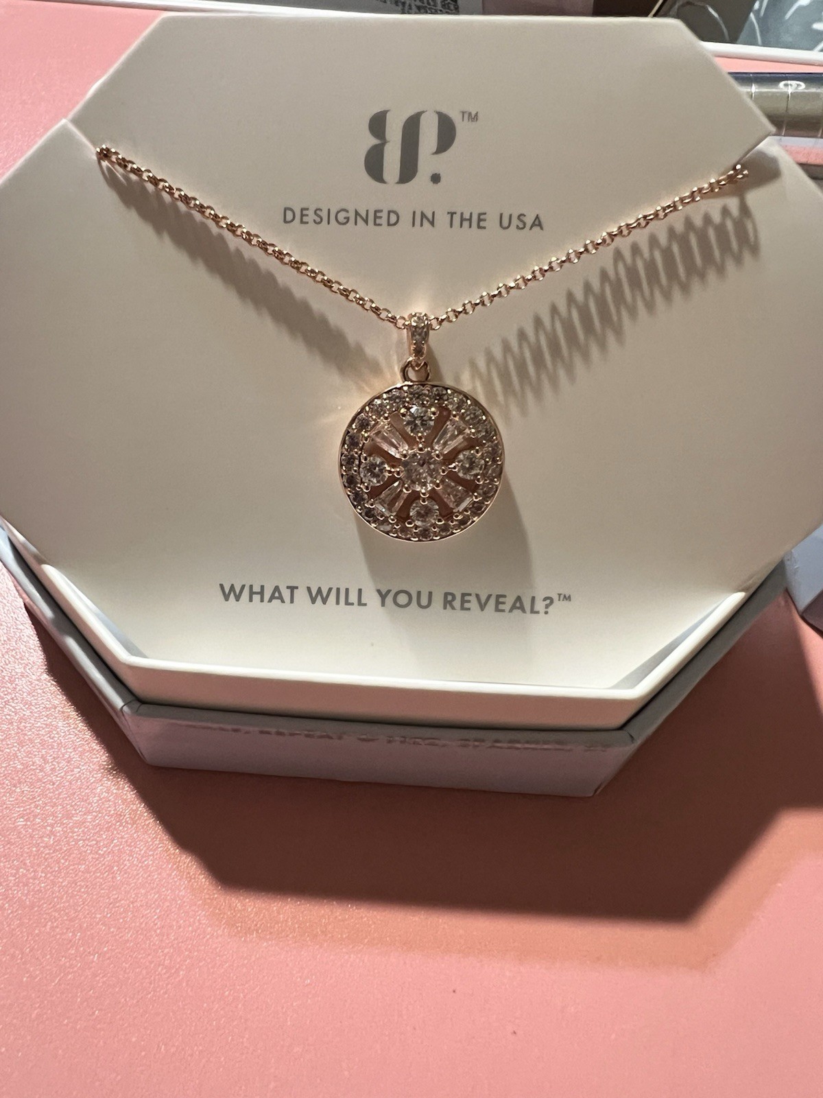Ring Bomb Party RBP5716 The Zest of Love Rose Gold Plated CZ Pendant Necklace