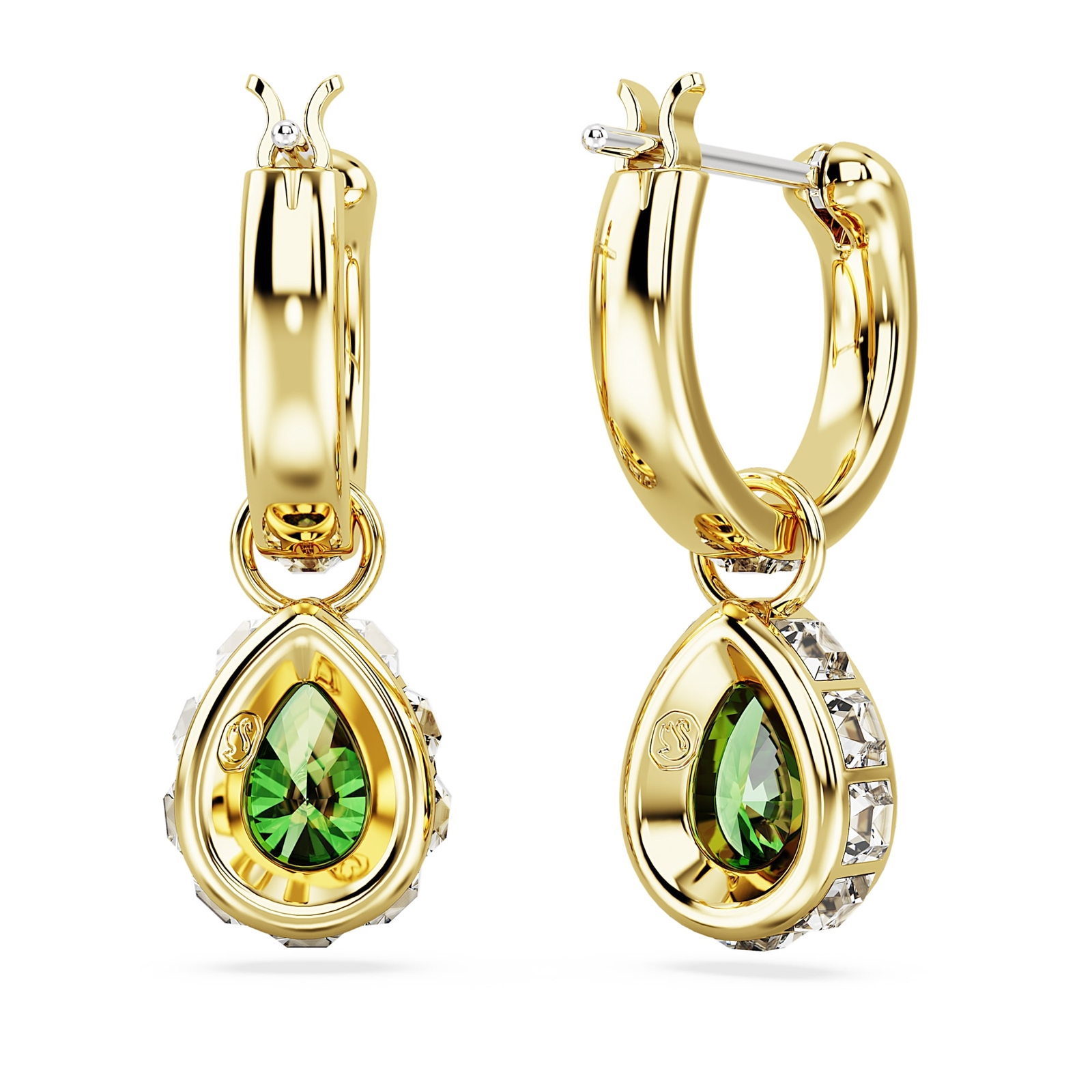 Swarovski Chroma Drop Earrings Pear Cut, Green, Gold-Tone Plated 5662922