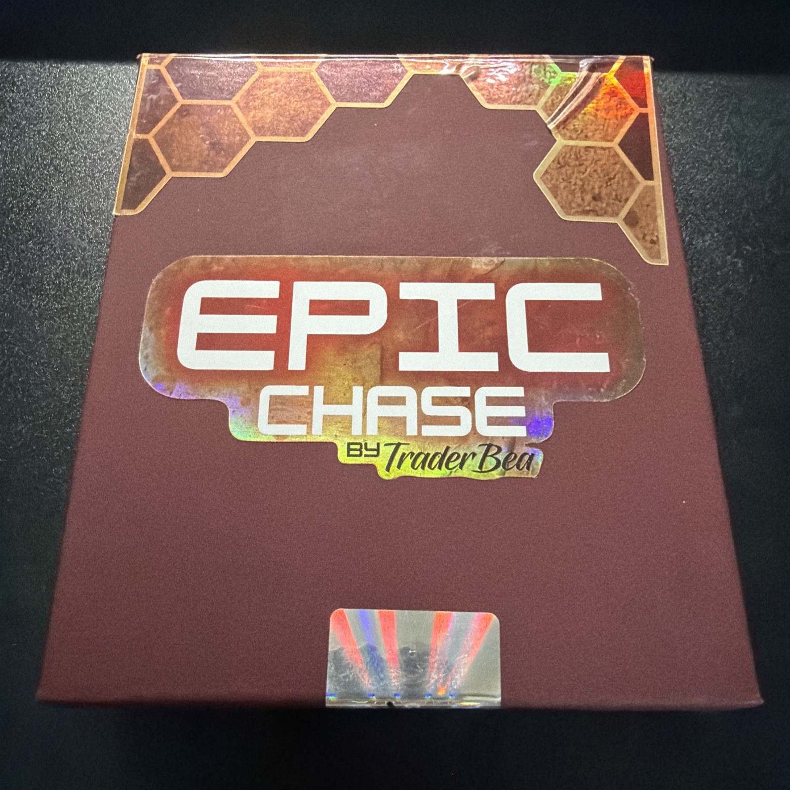 Trader Bea Epic Chase coin Box Paperboard Lined Foam Insert burgundy empty