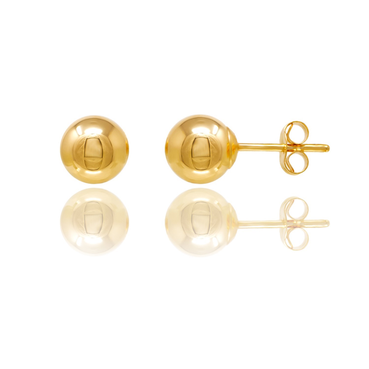 14KT Yellow Gold Ball Stud Earrings 2mm–10mm Butterfly Back