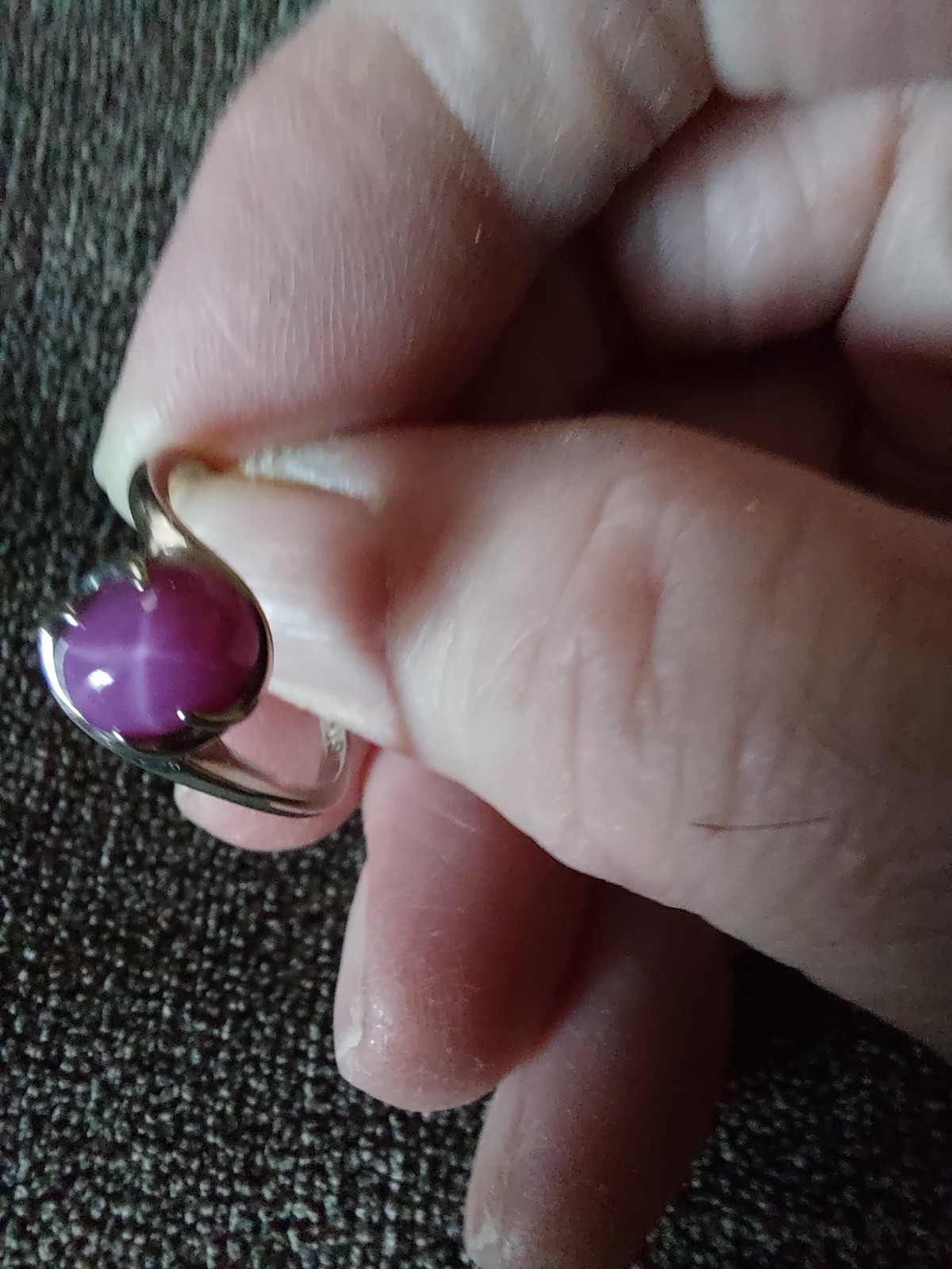 Rare Vintage Beauty Pink 1.75ct Star Sapphire Ring is set in 14K White Gold.