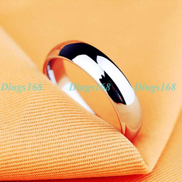 Real 18K White Gold Filled Tarnish-Free 4mm Wide Simple Band Ring Size 6-12 E253