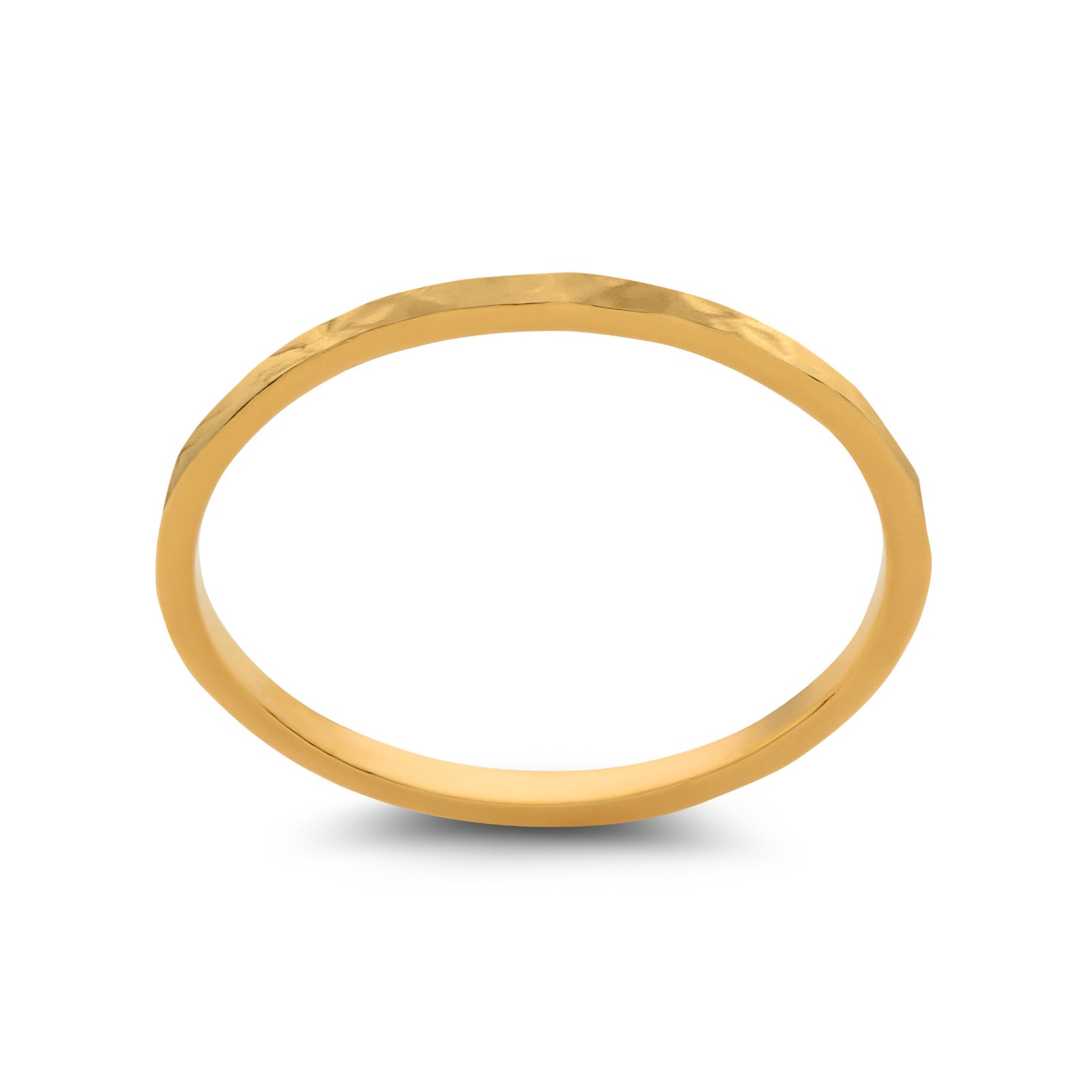 Solid 18K Yellow Gold Hammered Ring 1mm Size 1–15 Thin Gold Ring Midi Stack Band