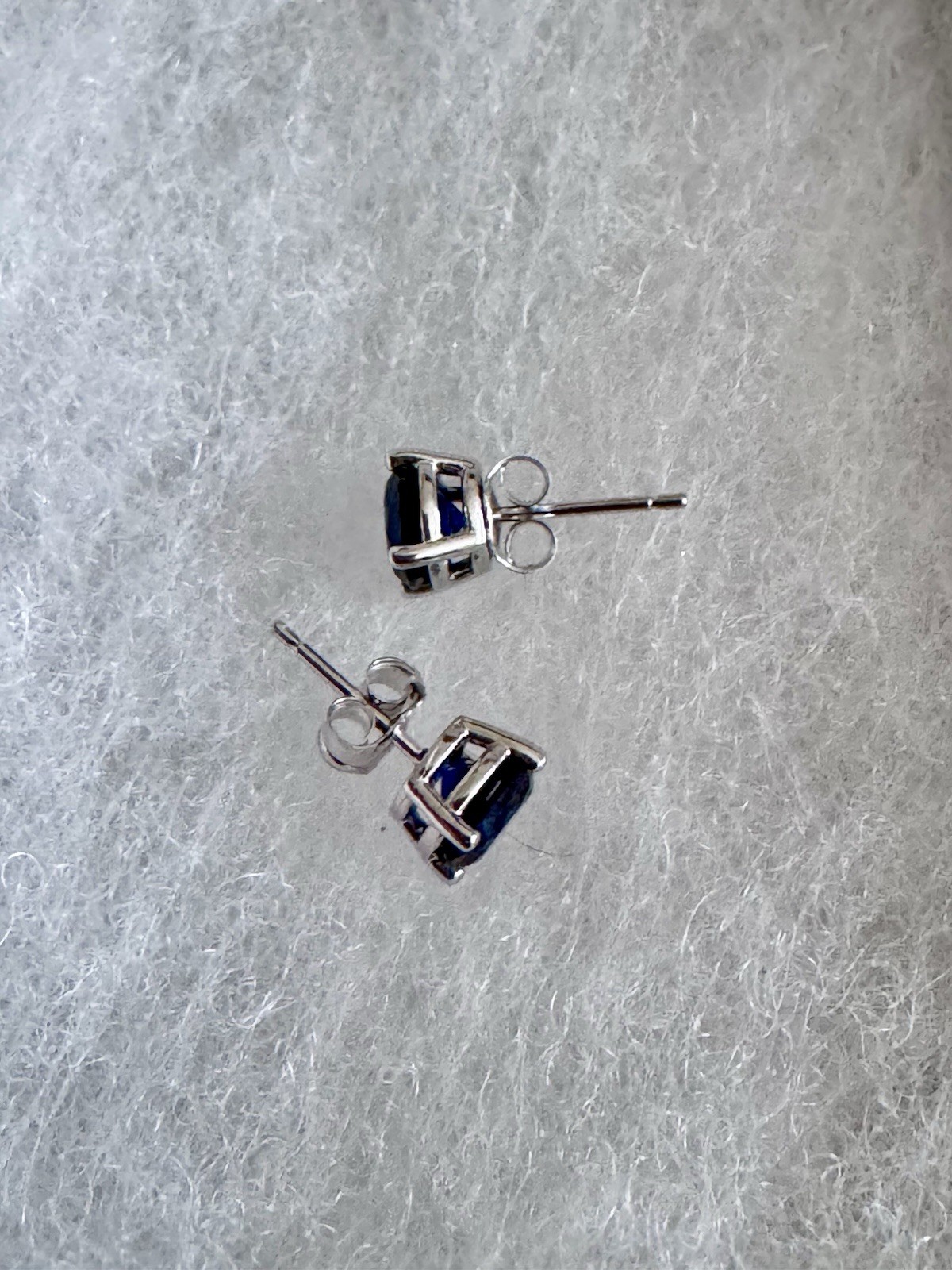 6.5mm created sapphire 4 prong push backs sterling 925 silver new made in NYC