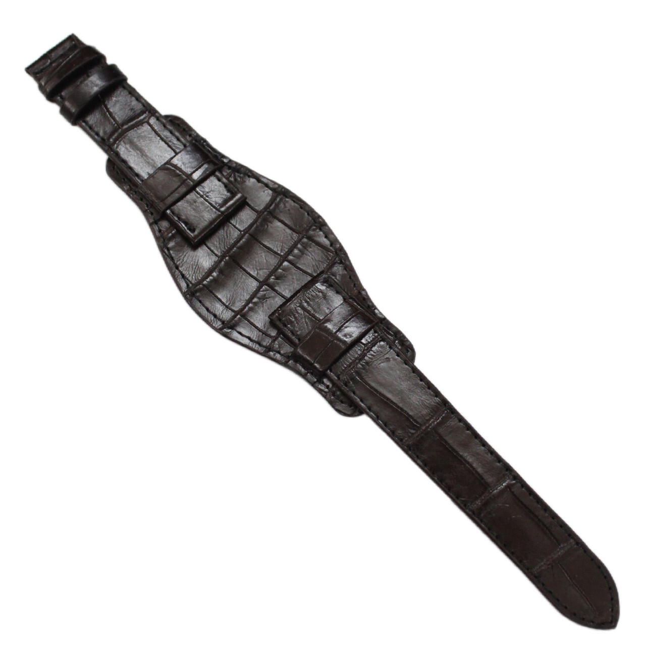 Dark Brown Crocodile Skin Leather Watch Bund Strap Band 18mm/24mm