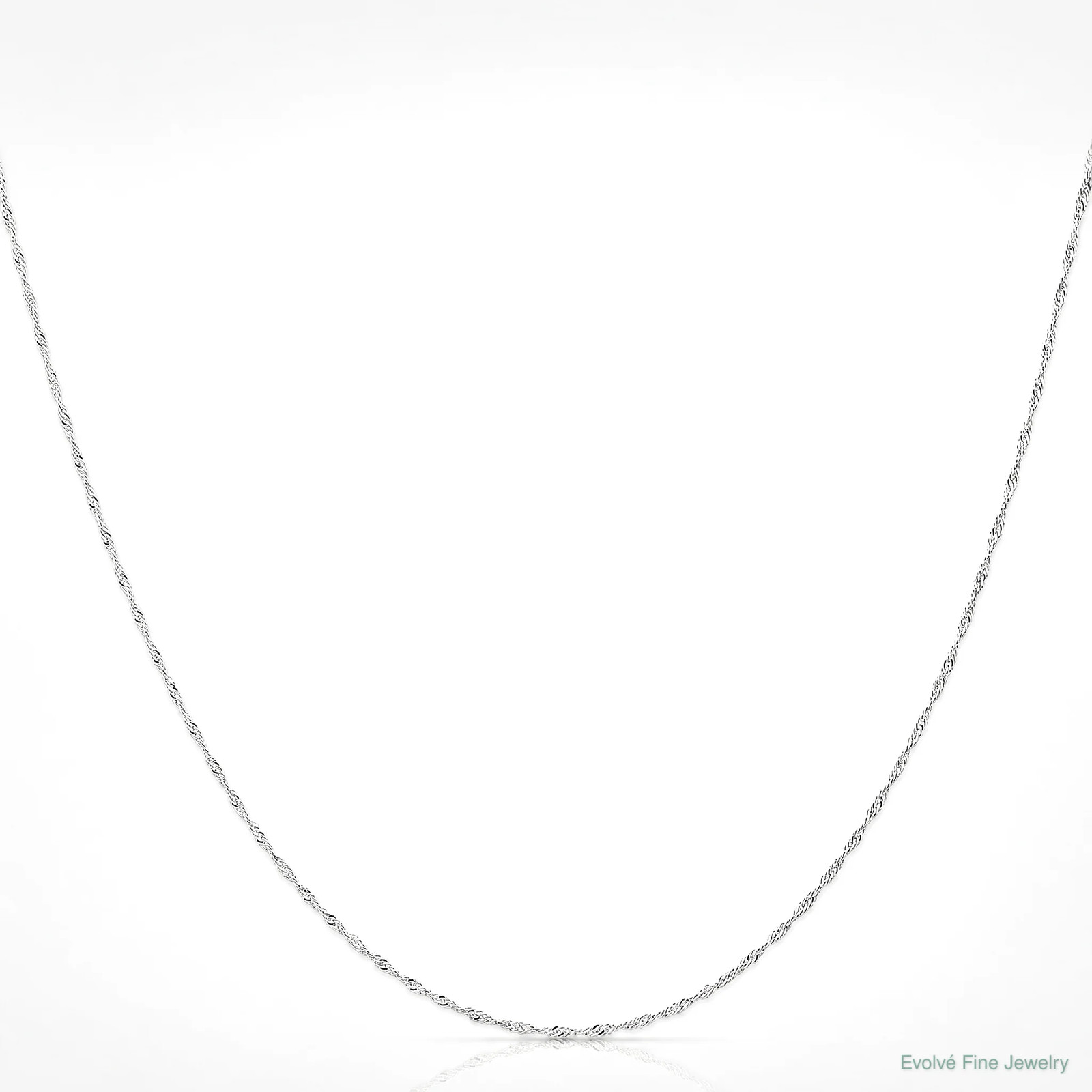 10K White Gold 1mm Carded Singapore Chain Necklace 16″-24″