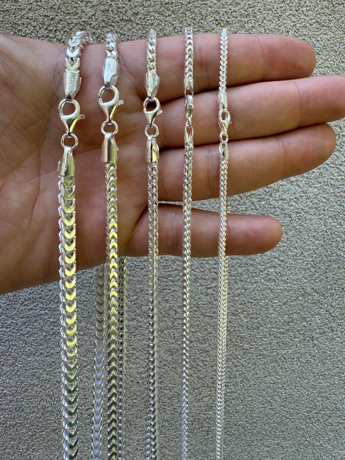 Real Solid 925 Sterling Silver Franco Chain 2-5mm Box Necklace Men Ladies 18-30″