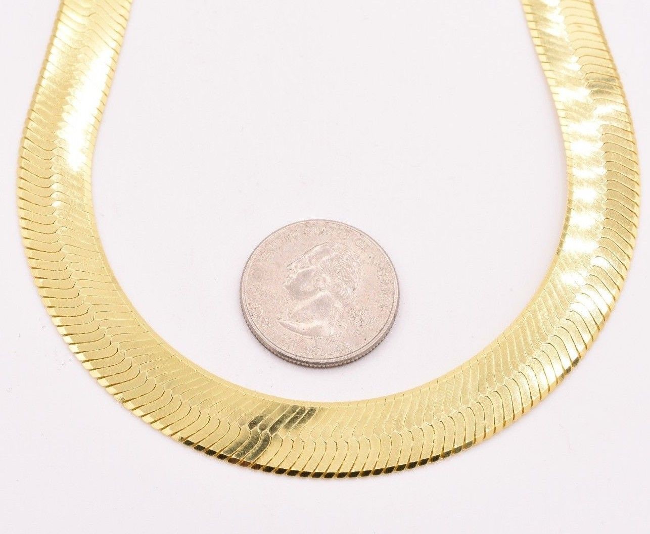 11mm Flexible Herringbone Chain Necklace 14K Yellow Gold-Plated Sterling Silver