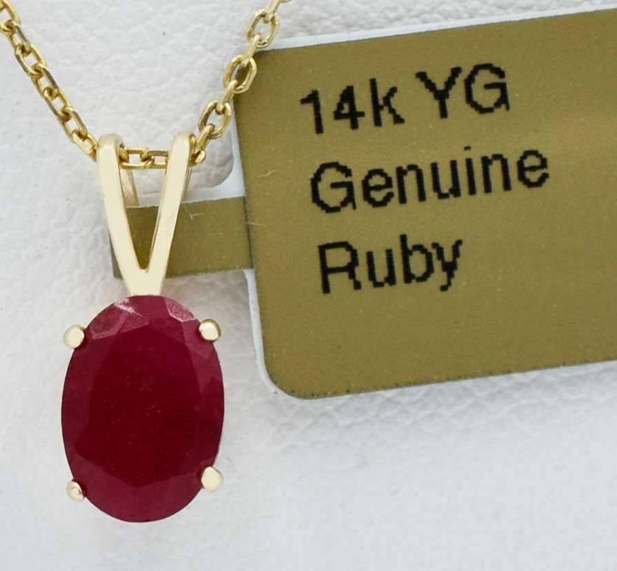GENUINE 1.35 Cts RUBY PENDANT 14k YELLOW GOLD – Free Appraisal Service – NWT