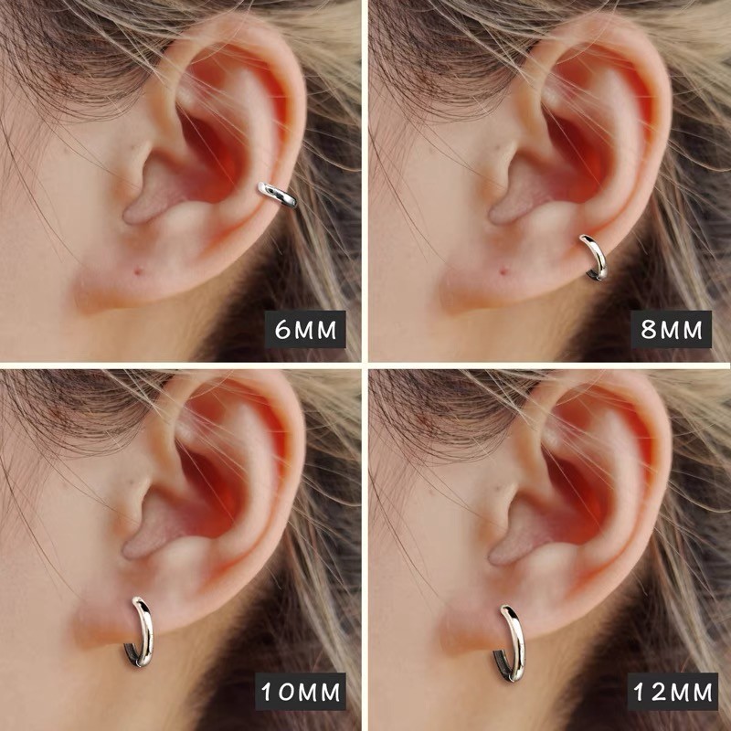 Silver Small Round Huggie Hoop Earrings for Women Minimalist Jewelry Gift