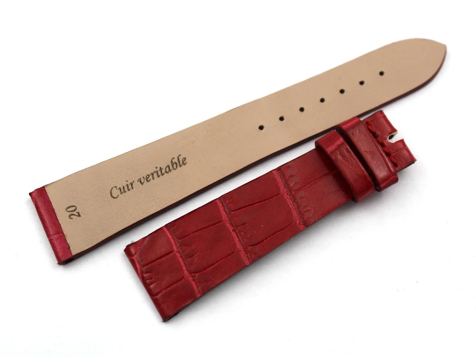Genuine Leather Red Crocodile Print Strap Various Sizes Pin Buckle New