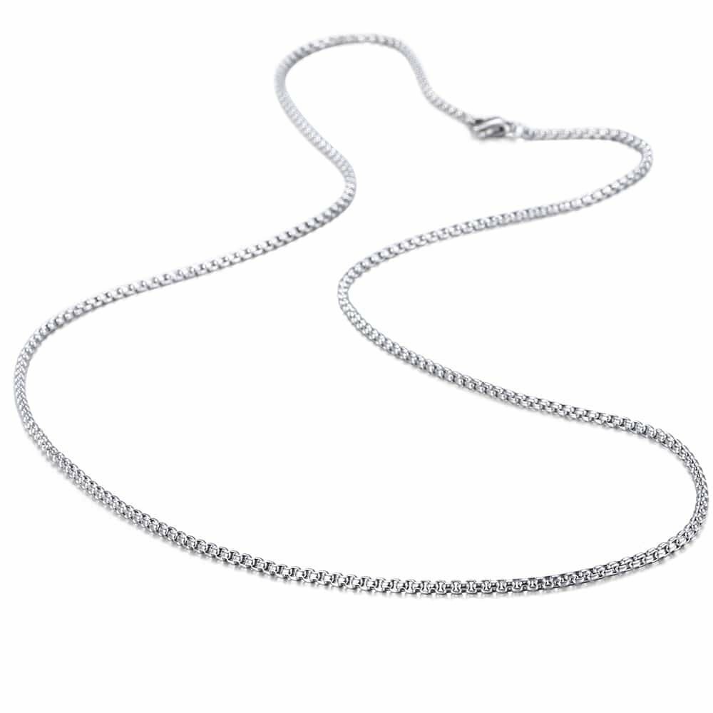18-24 inches Round Box Link Chain Stainless Steel Necklace Men Women 2/3/4mm