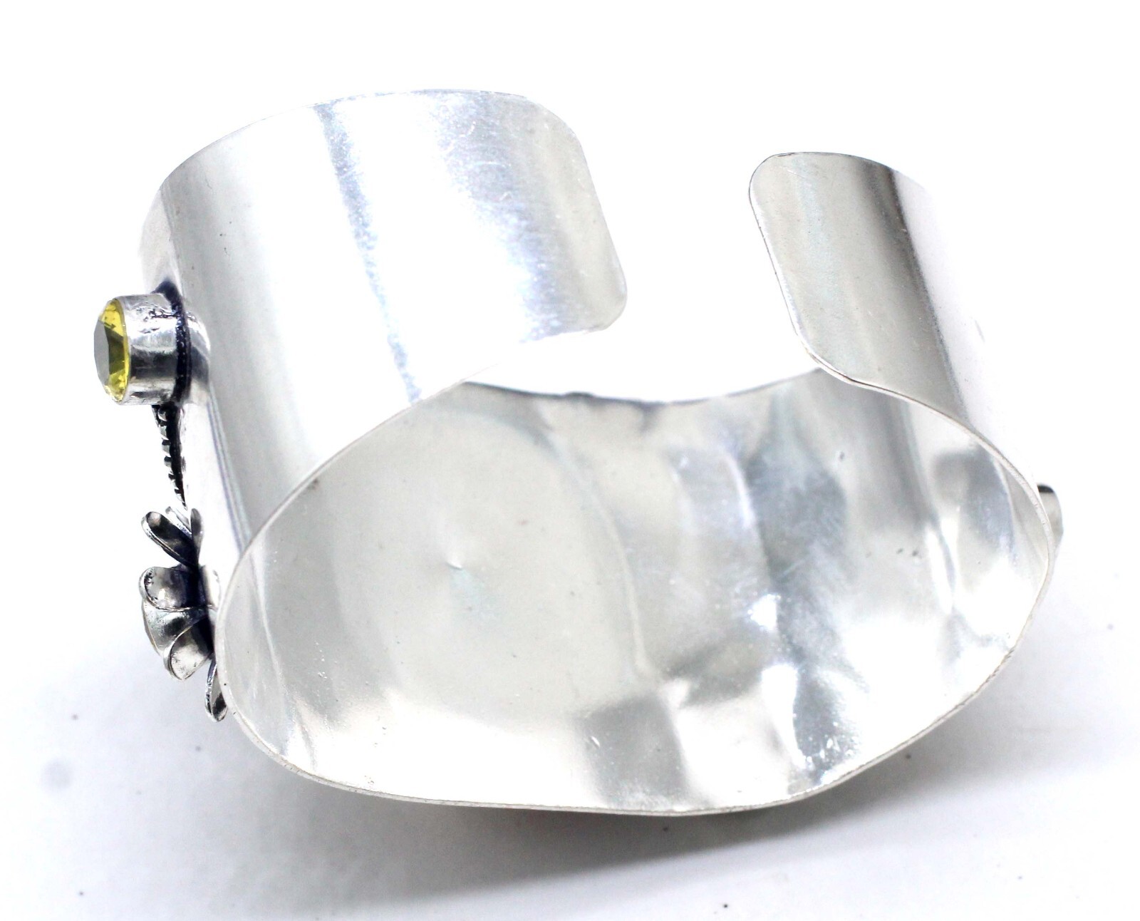925 Sterling Silver Baltic Amber & Citrine Gemstone Jewelry Cuff Bracelet Sz-ADJ