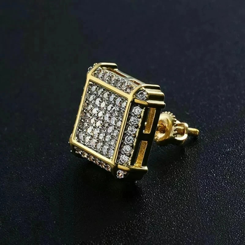 3.00Ct Round Cut Lab Created Diamond Men’s Stud Earring 14K Yellow Gold Plated