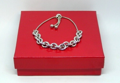 Sterling Silver 7.6 mm Cable Bracelet 9″ Adjustable Slide, Italy Quality Marked