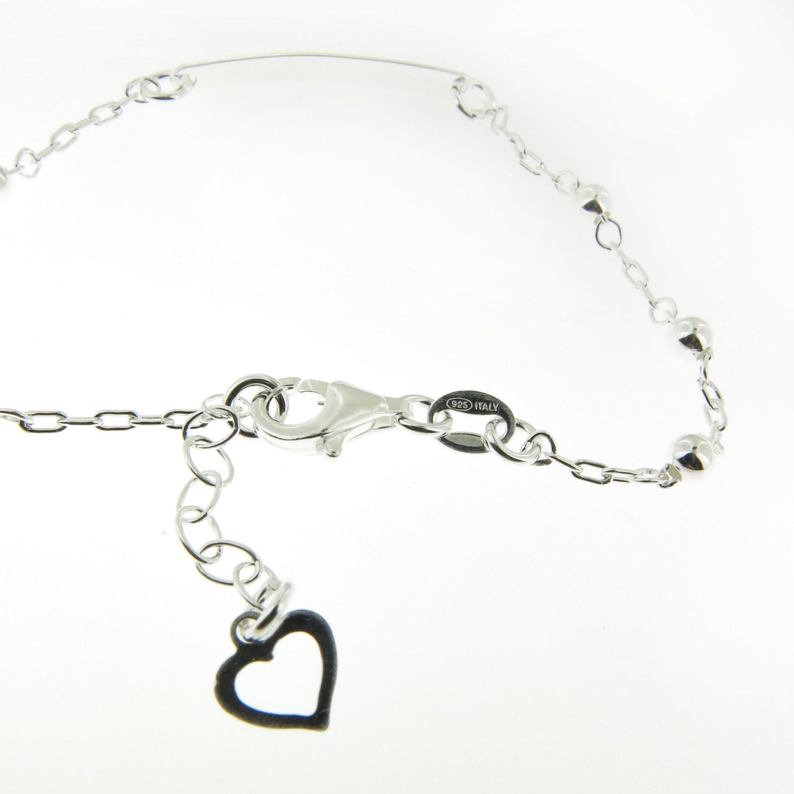 925 Italian Sterling Silver Ball Bead and Bar Delicate Adjustable Bracelet