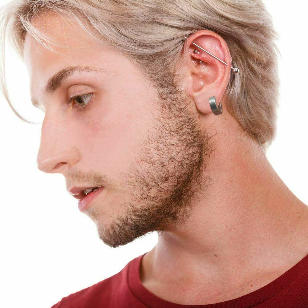 2PCS Stainless Steel Hoop Earrings for Men Women Small Hoop Huggie Ear Piercings
