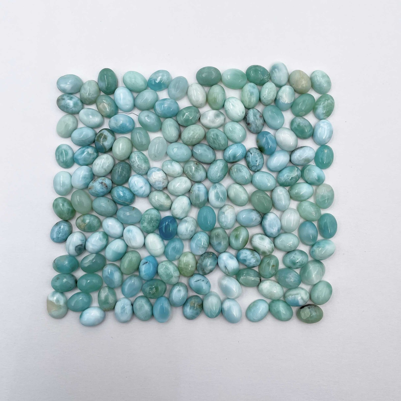 Natural Larimar Oval Cabochon Loose Gemstone Lot 61 Pcs 6*8 MM 100 CT