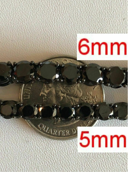 13.95 Ctw Lab Created Round Black Diamond Black Rhodium Tennis Unisex Necklace.