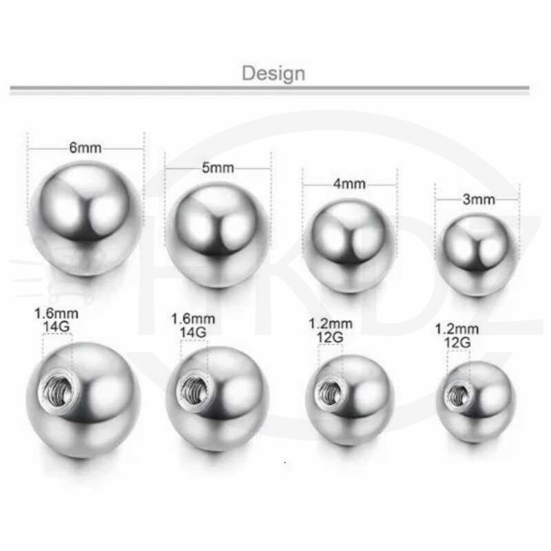 Replacement Spare Balls Labret Piercing Attachments 3mm 4mm 5mm 6mm 8mm 14G16G