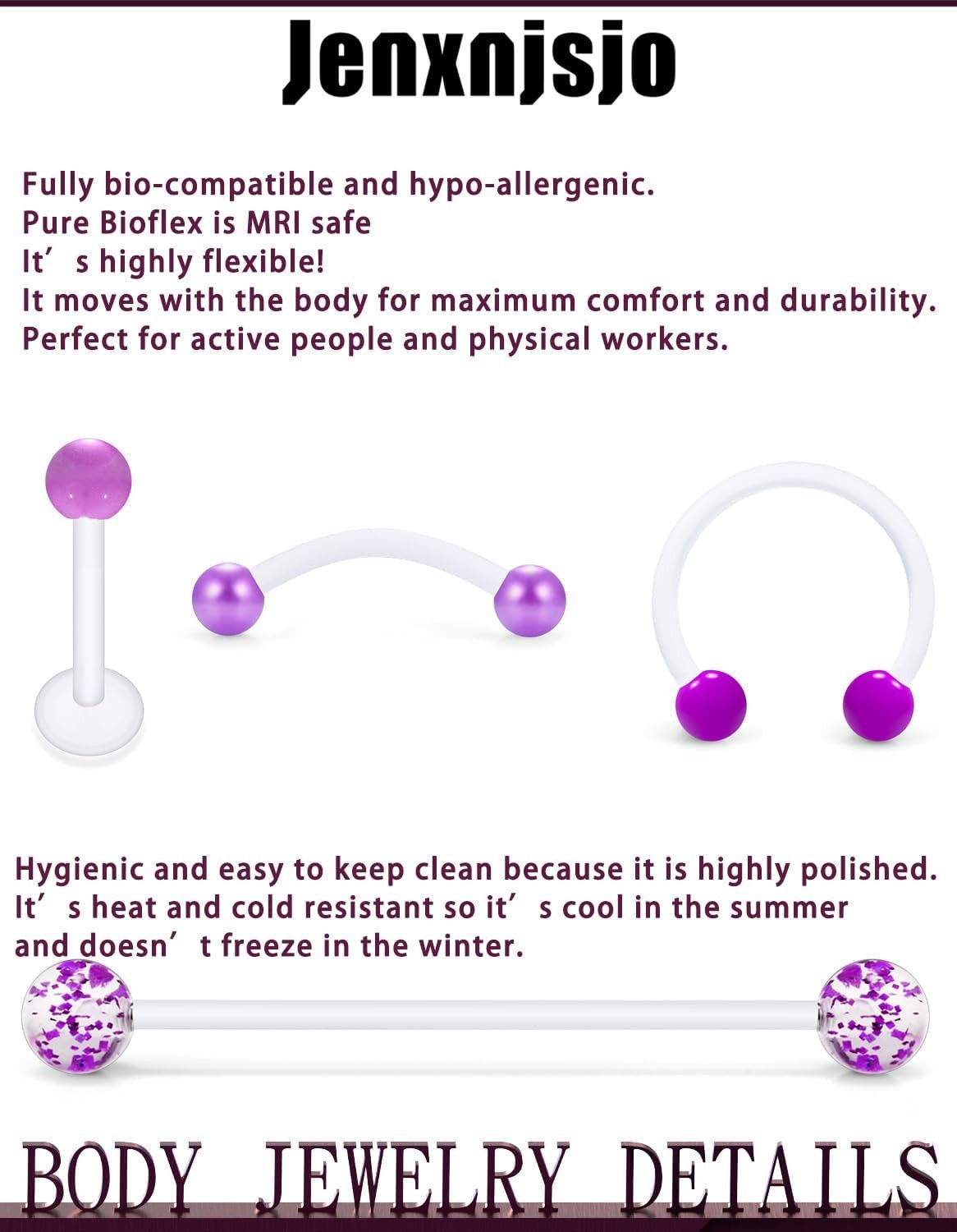 Bioflex Piercing Retainers for Surgery Work Sports, 32 Pcs