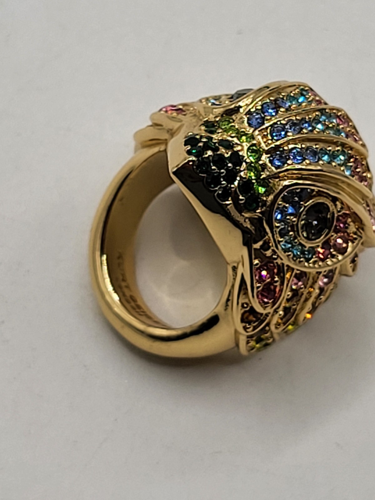 NIB KURT GEIGER London Multicolored Crystal Eagle Head Ring Sz 7 MSRP $148