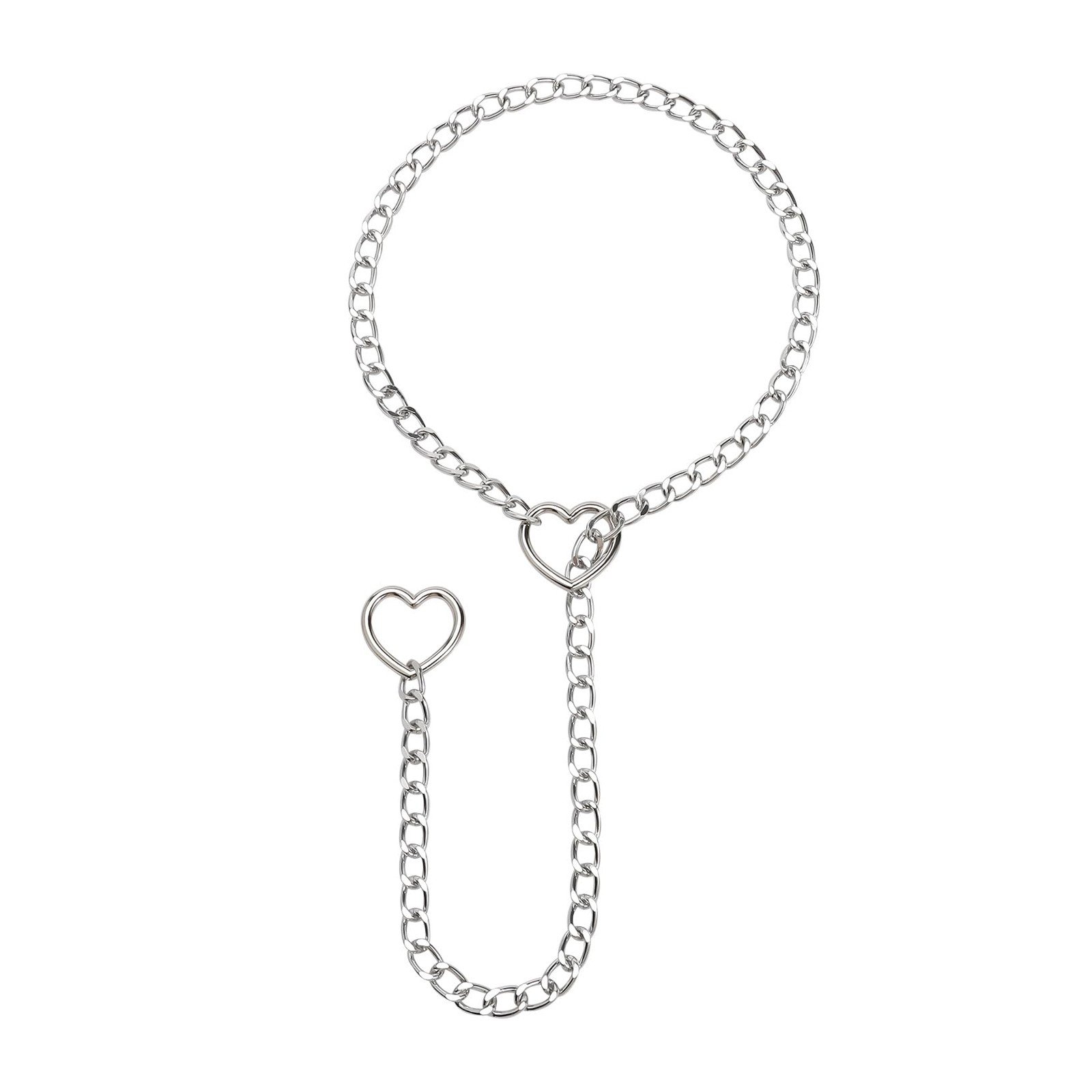 Heart Pendant Necklace for Women Cuban Link Slip Chain Choker Y-Necklace Punk Go