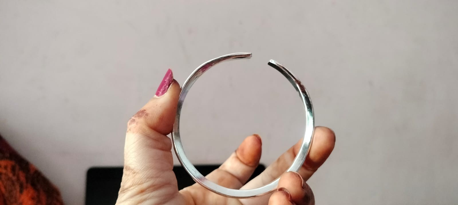 hammered 925Sterling Silver Cuff Bracelet, Minimalist Rustic Bangle