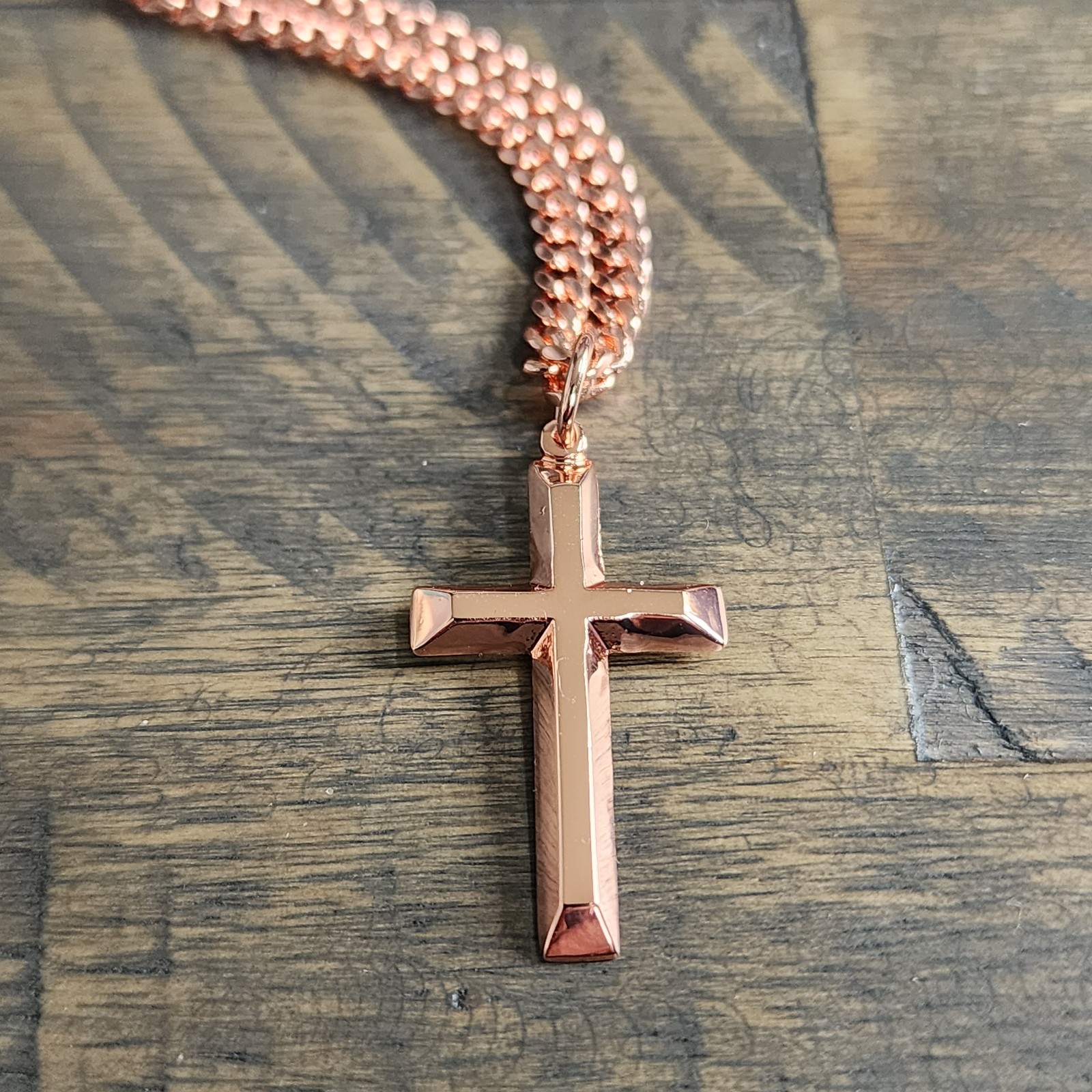 Solid Copper Cross Necklace –with 3.5 mm Chain – 20″, 22″, 24″ Sizes
